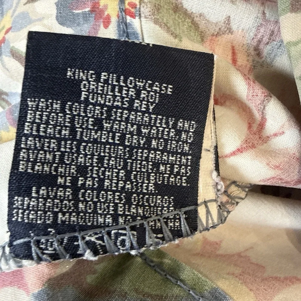 Vtg Ralph Lauren Kimberly Floral Blue King Pillowcase One Only Faded